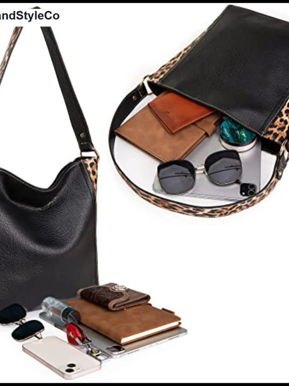 Vegan Leather Hobo Shoulder Bag Animal Print Women's Handbag Purse